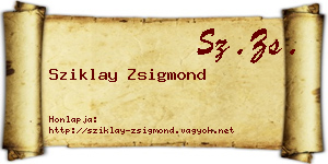Sziklay Zsigmond névjegykártya